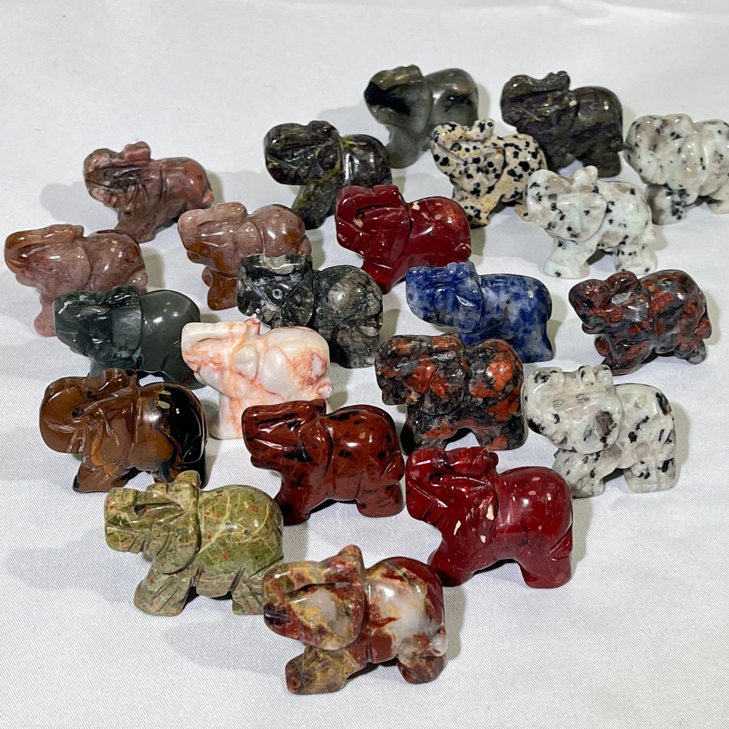 8 Types 1.5' Elephant Crystal Carving Wholesale