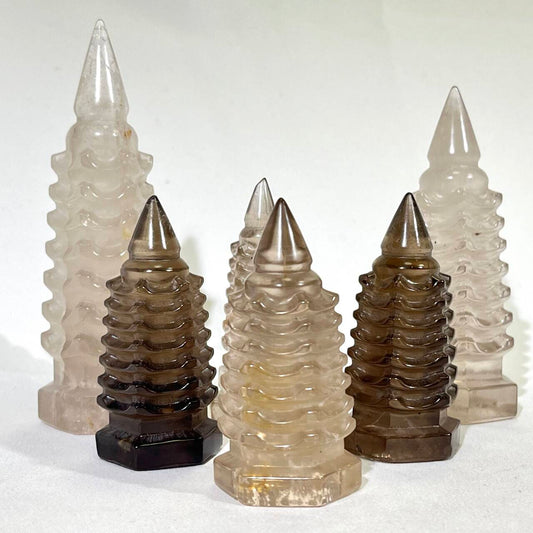 Smoky Quartz Wenchang Pagoda Carving
