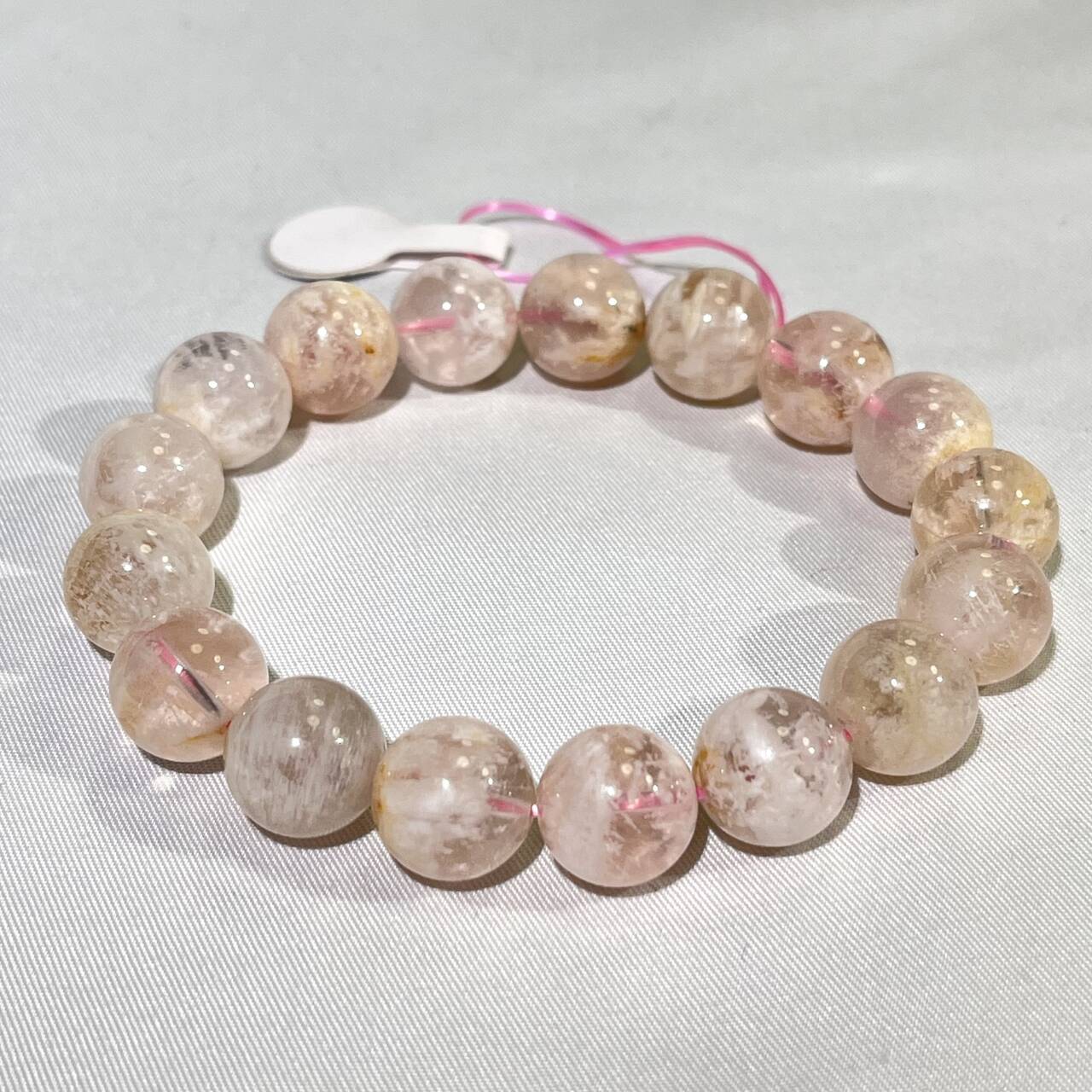 8-14mm  Pink Snowflake Garden Quartz Bracelet