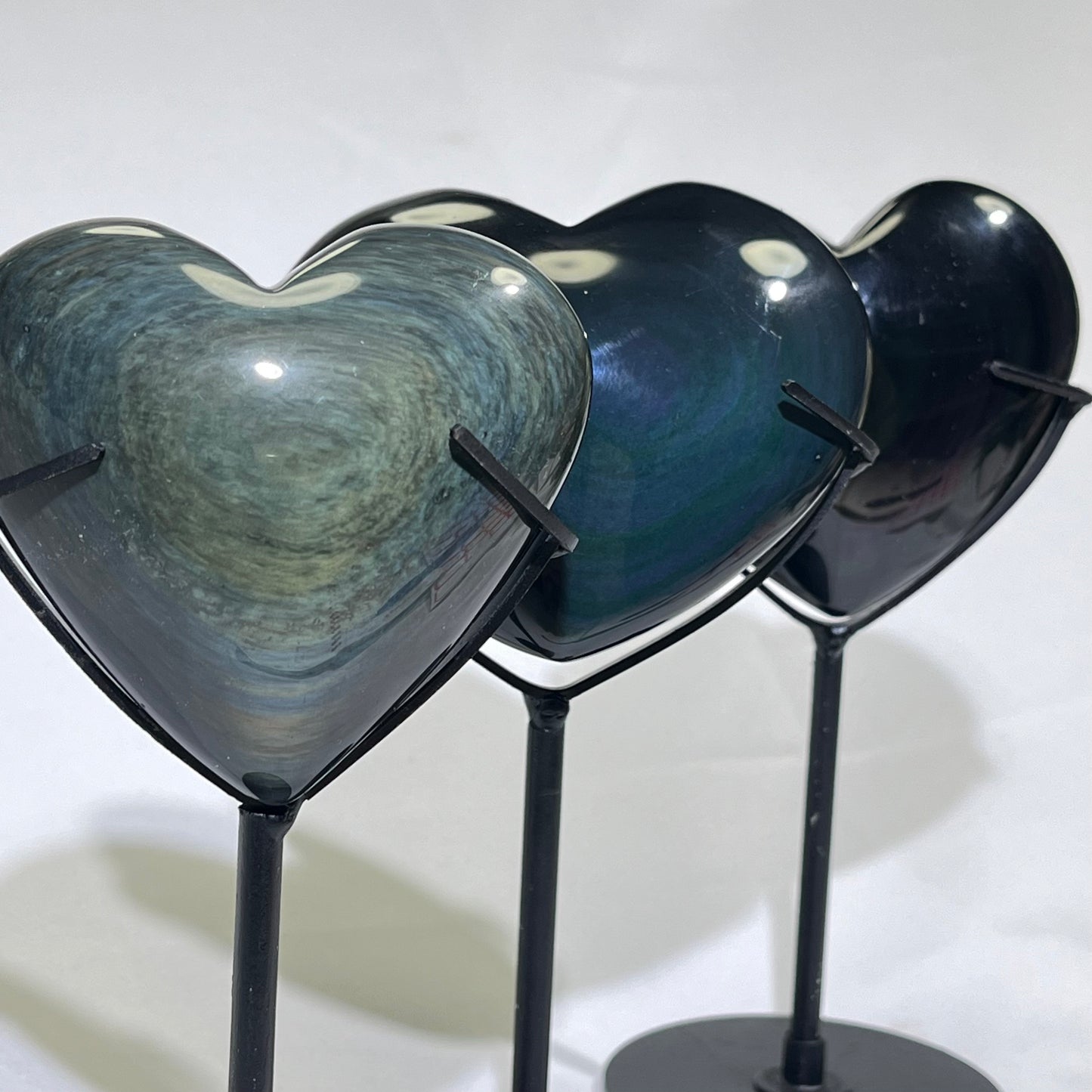 6' Rainbow Obsidian Heart With Stand