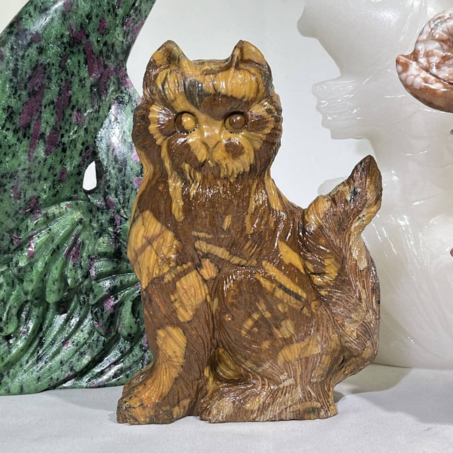 4 Types Carving Ruby Zosite Sea Dog and Yellow Jade Cat and Jade Fish and Jade Elephant