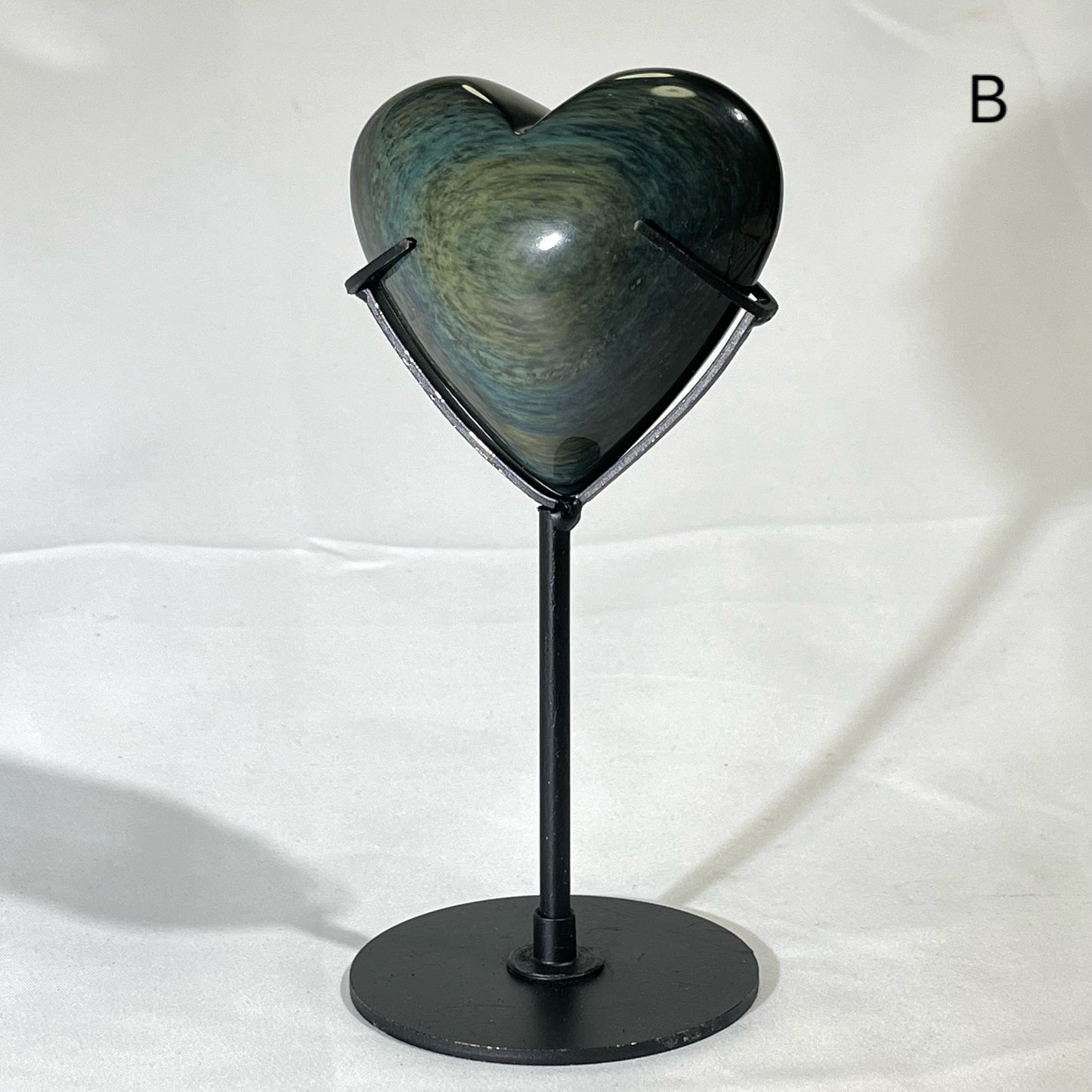 6' Rainbow Obsidian Heart With Stand