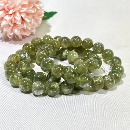 11-12mm High Quality Czech Green Mica Bracelet