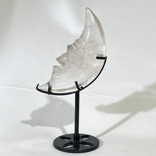 6.5' Clear Quartz Moon Carving With Stand