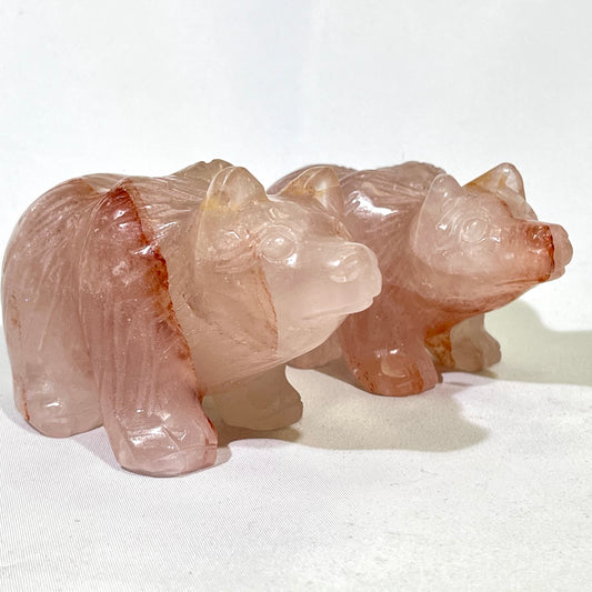 4.7'Fire Quartz Bear Carving