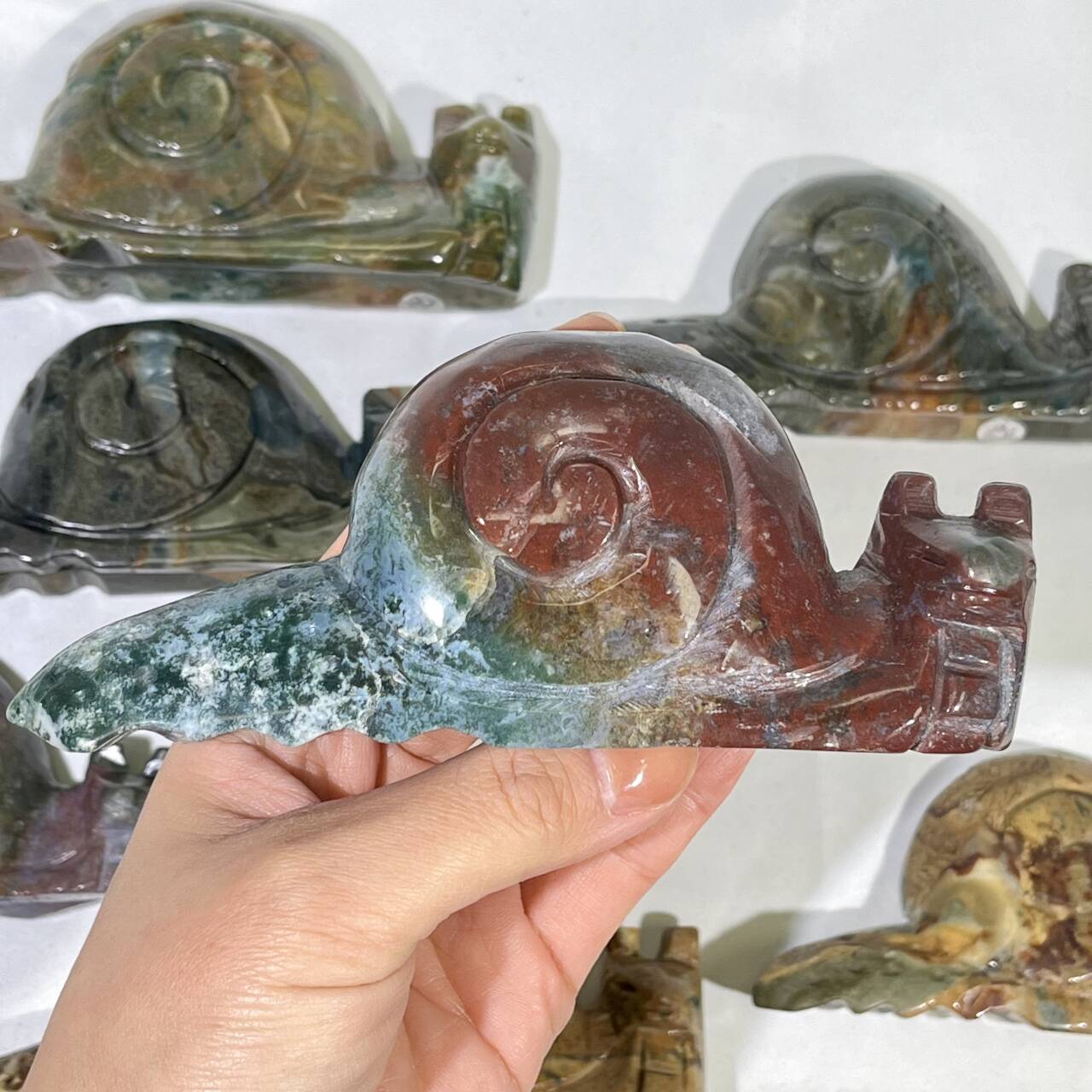 5‘ Ocean Jasper Snail Carving