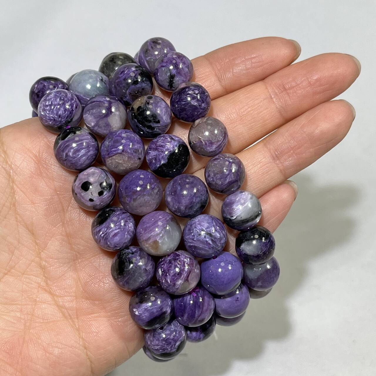 12-13mm Charoite Bracelet High Quality Crytstal