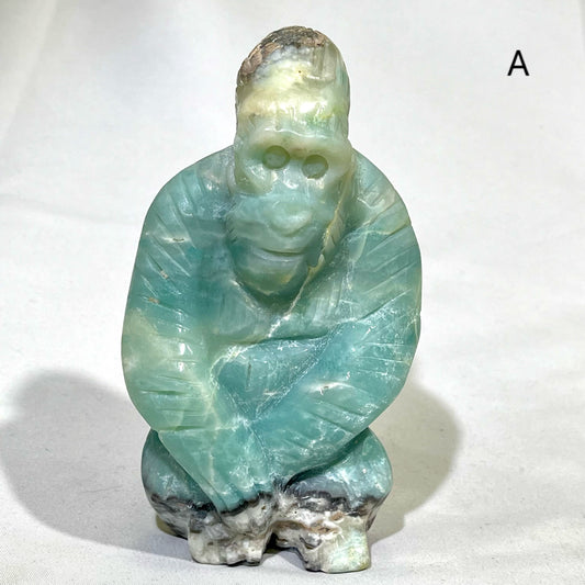 4' Sky Blue Amazonite Gorilla Carving