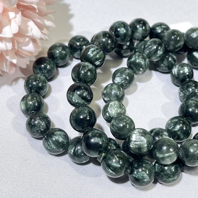 9-10mm High Quality Seraphinite Bracelet