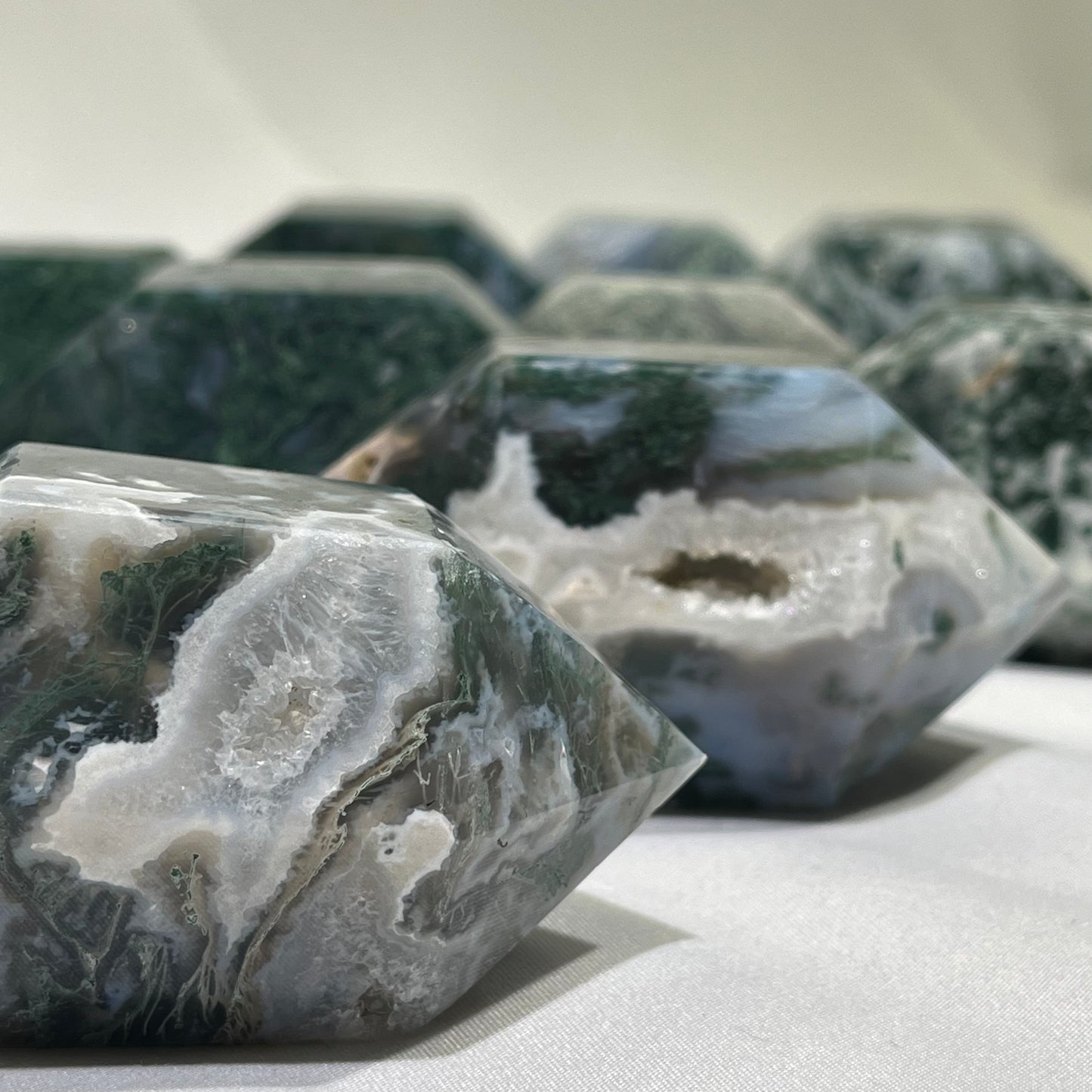 Moss Agate Double Point Crystal Wholesale