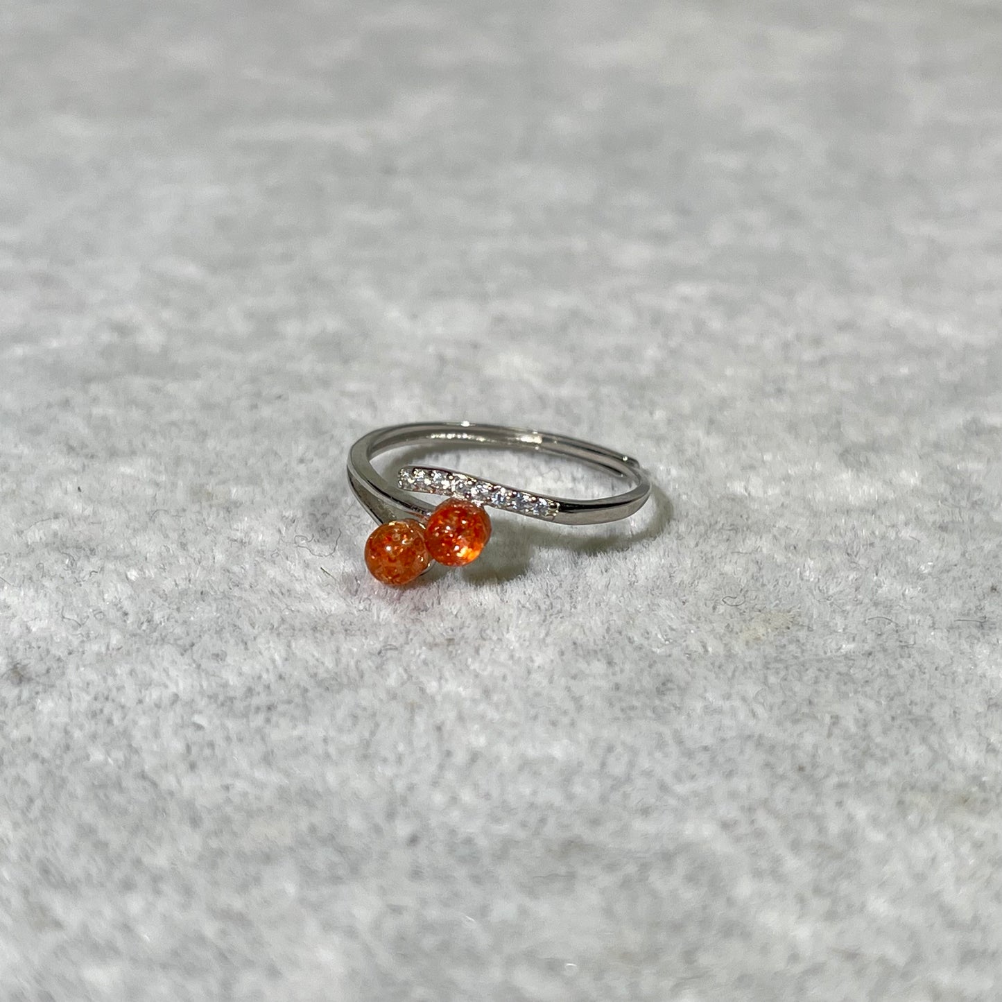 Silver Ring Seraphinite and Garnet and Gold Sun Stone and Peridot and Kunzite