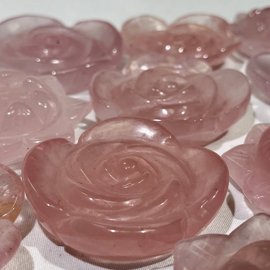 2' Rose Quartz Flower and Lotus Carving