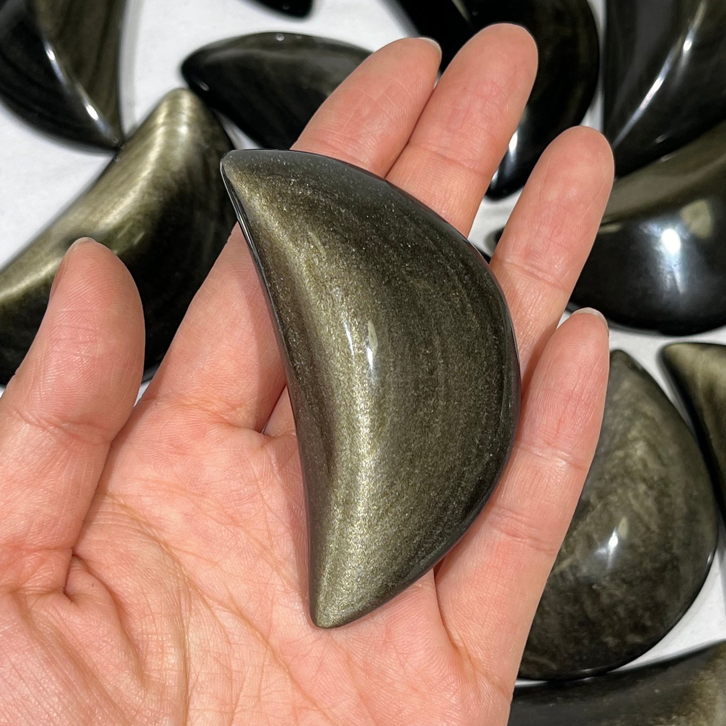 Gold Obsidian Heart Carving and Moon Carving Wholesale Crystal