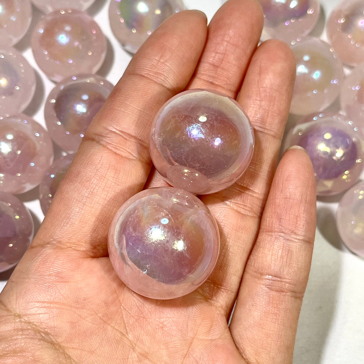 26-27mm Aura Rose Quartz Sphere Wholesale Sphere