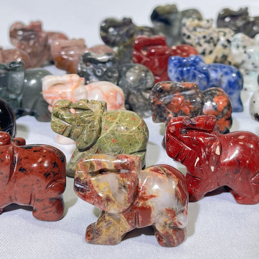 8 Types 1.5' Elephant Crystal Carving Wholesale