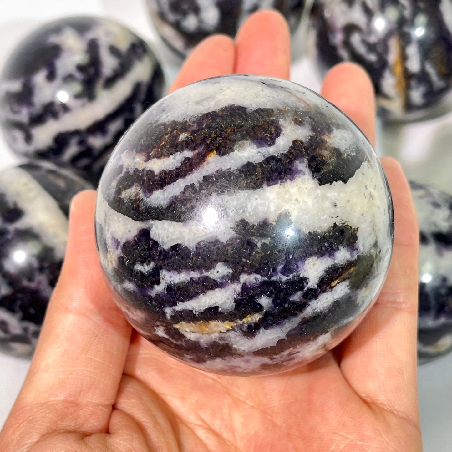 Zebra Fluorite Sphere