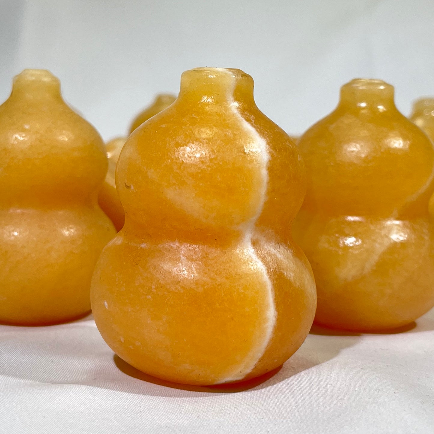 Orange Calcite Ingot and Gourd Carving