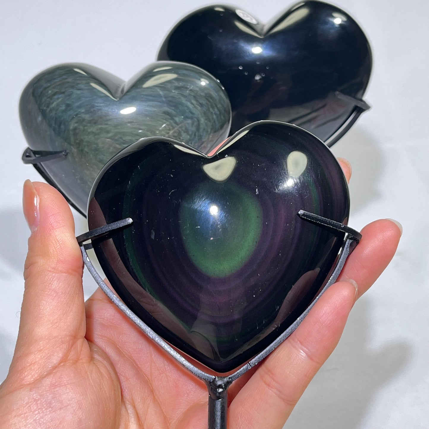 6' Rainbow Obsidian Heart With Stand
