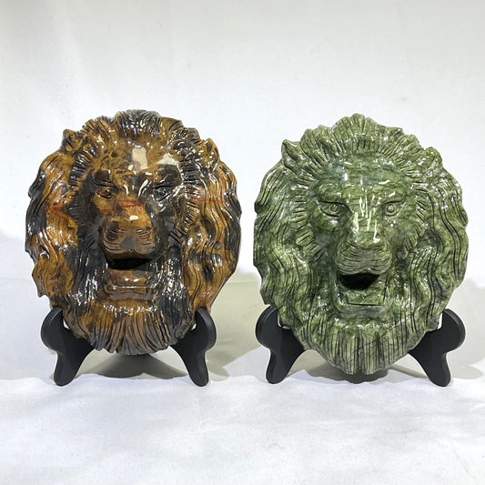 Lion Head Goldline and Jade Carving