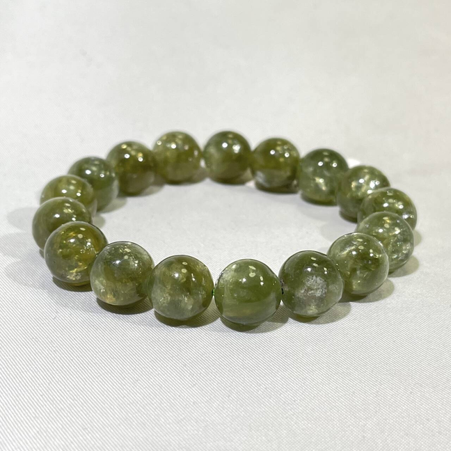 11-12mm High Quality Czech Green Mica Bracelet