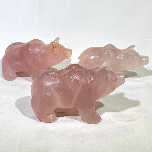 4.5' Rose Quartz Bear Carving